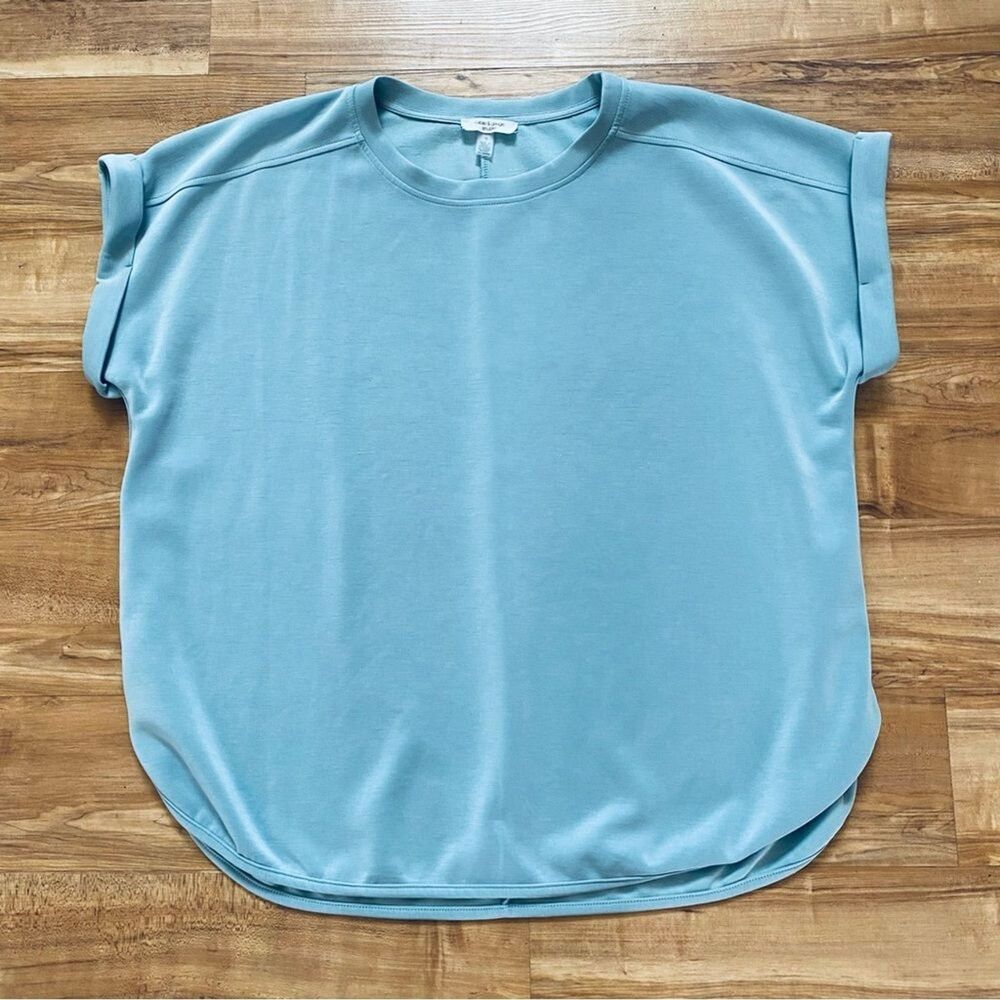 Cable & Gauge 1X Blue Slouchy Oversize Casual Modal Tee Soft Comfy Beach Stretch
